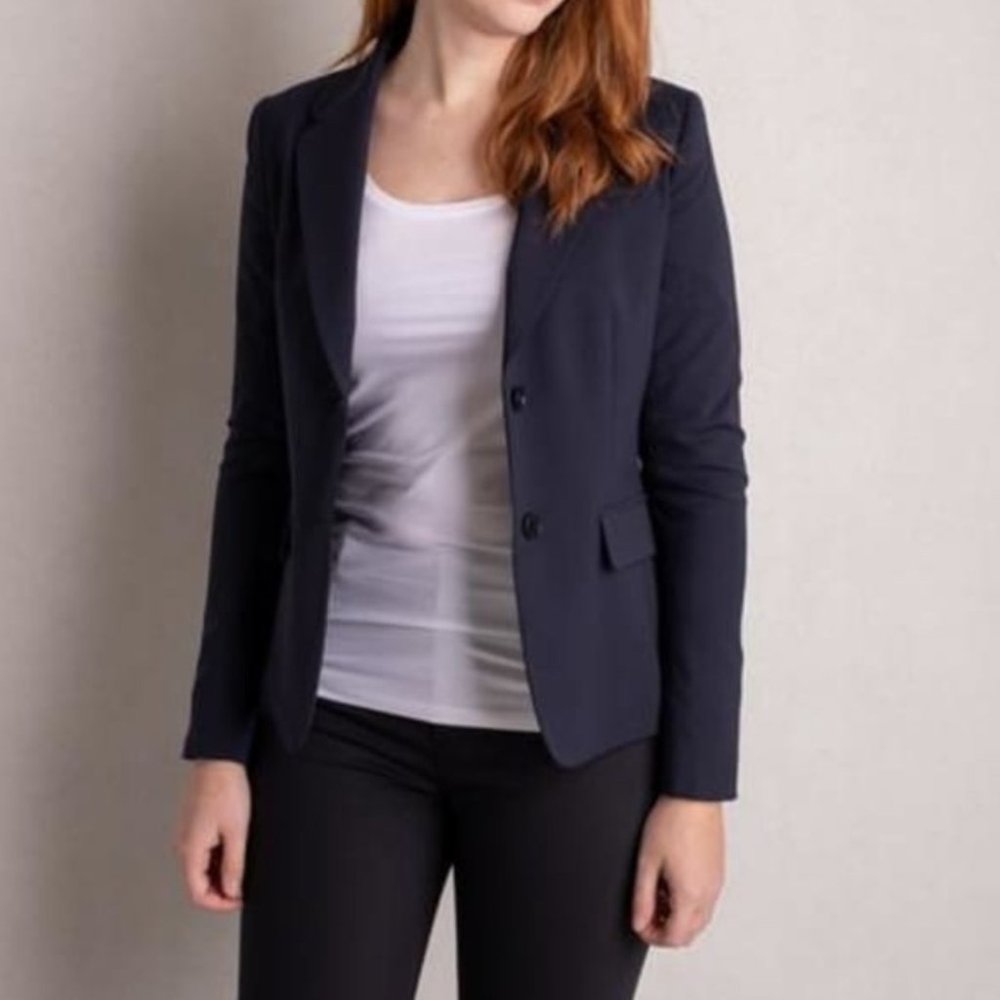 DryKorn Button Front Tailored Navy Wool Blazer